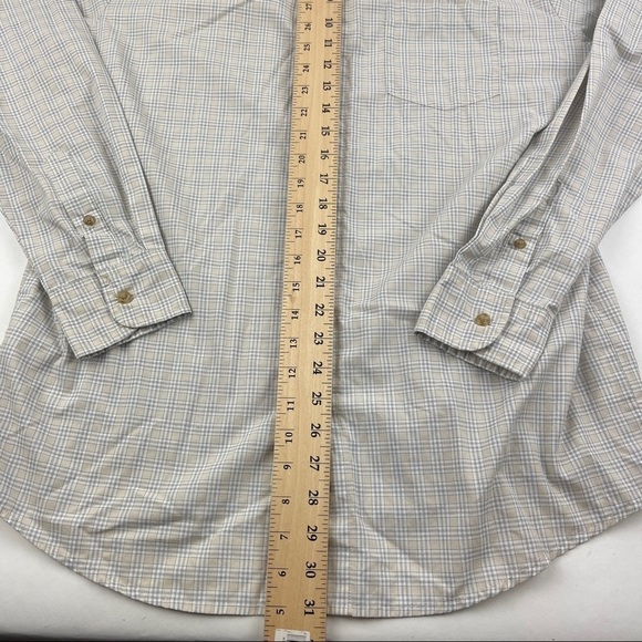 Wrangler Button Down Shirt Mens Medium Gray Plaid Long Sleeve Wrinkle Resist - Picture 5 of 8